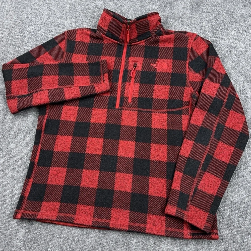 The North Face Novelty Gordon Lyons 1/4 Zip Men's Large Red Buffalo Plaid Fleece